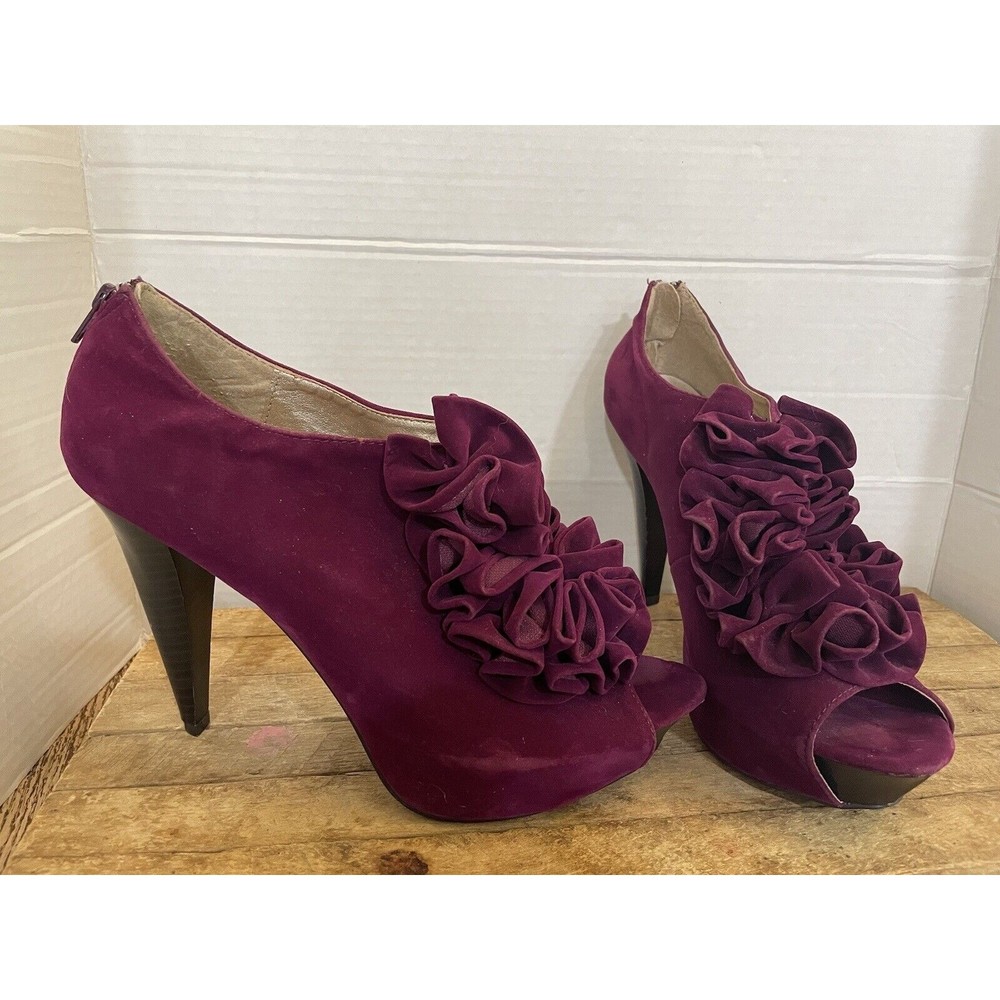 Qupid Purple Peep Toe Womens High Heel Stiletto Shoes Size 10 M Zipper Back